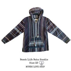 Beach Life By LA DRFT Cotton Striped Hooded Poncho Size XS